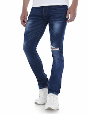 Jeans Slim Savage Monkey Wellspring Lavado Desgastado Para Hombre