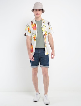 Camisa casual Coney Island de algodón manga corta para hombre