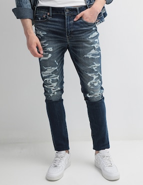Jeans skinny American Eagle lavado destruido corte cintura para mujer