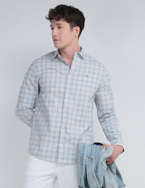 Camisa Casual Tommy Jeans De Algodón Manga Larga Para Hombre