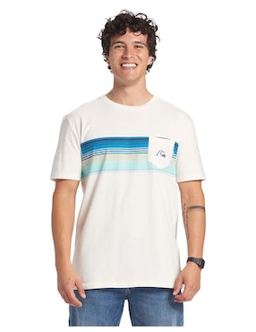 Playera Quiksilver Swell Vision Stripe Pkt Cuello Redondo Para Hombre