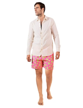 Camisa playa Ocean Slave de lino manga larga para hombre