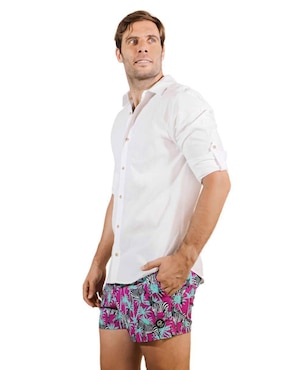 Camisa playa Ocean Slave de lino manga larga para hombre