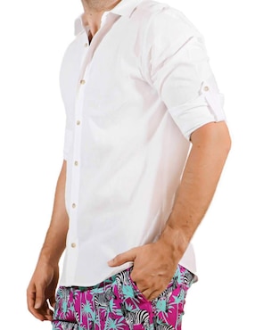Camisa playa Ocean Slave de lino manga larga para hombre