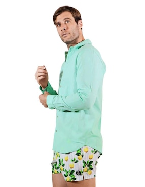 Camisa playa Ocean Slave de lino manga larga para hombre