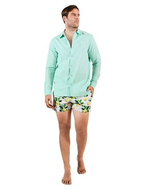 Camisa playa Ocean Slave de lino manga larga para hombre