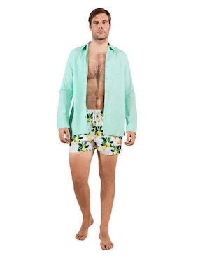Camisa playa Ocean Slave de lino manga larga para hombre