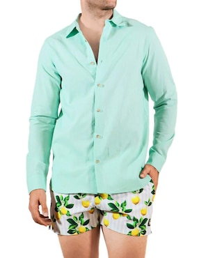 Camisa playa Ocean Slave de lino manga larga para hombre