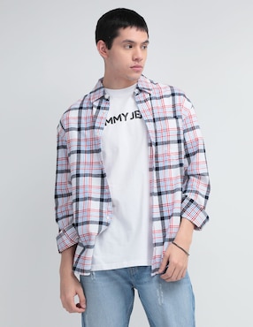 Camisa Casual Tommy Jeans De Algodón Manga Larga Para Hombre