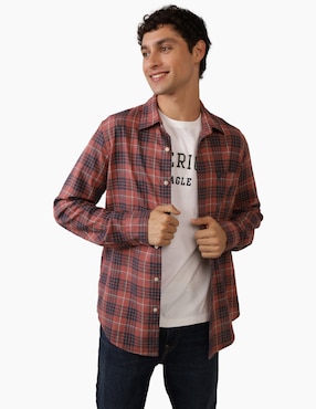 Sobrecamisa Casual American Eagle De Lino Manga Larga Para Hombre