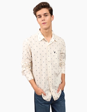 Camisa Casual American Eagle De Algodón Manga Larga Para Hombre