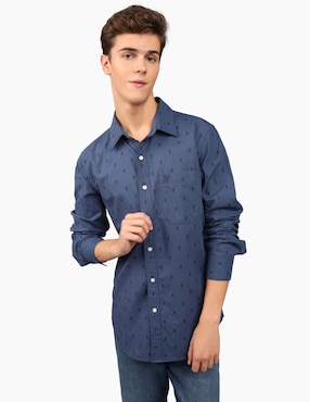 Camisa Casual American Eagle De Algodón Manga Larga Para Hombre