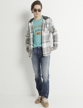 Jeans straight American Eagle lavado stone wash para hombre