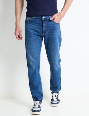 Jeans Straight Tommy Jeans Lavado Stone Wash Para Hombre