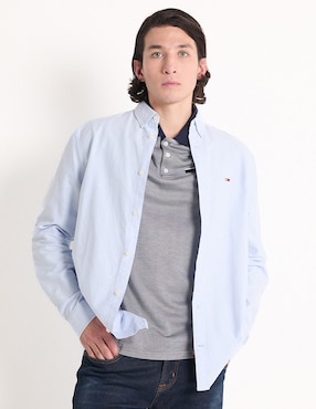 Camisa Casual Tommy Jeans De Algodón Manga Larga Para Hombre