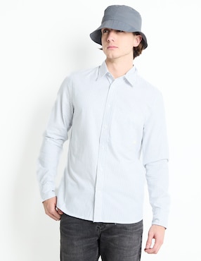 Camisa Casual Calvin Klein De Algodón Manga Larga Para Hombre