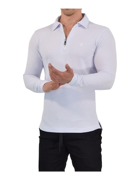 Playera tipo polo John Leopard manga larga para hombre