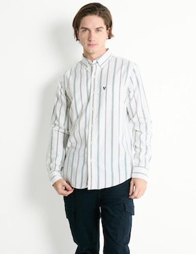 Camisa Casual American Eagle De Algodón Manga Larga Para Hombre