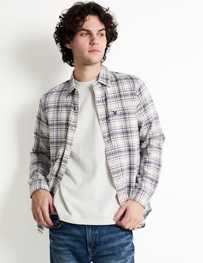 Camisa Casual American Eagle De Algodón Manga Larga Para Hombre