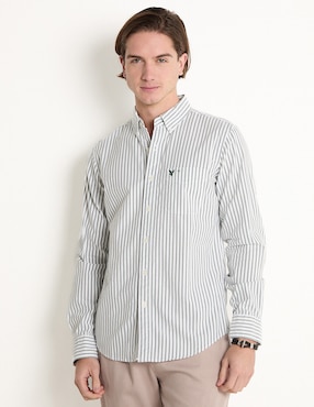 Camisa Casual American Eagle De Algodón Manga Larga Para Hombre