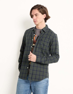 Camisa Casual American Eagle De Algodón Manga Larga Para Hombre