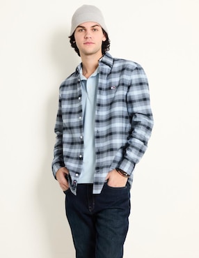 Camisa Casual Tommy Jeans De Algodón Manga Larga Para Hombre