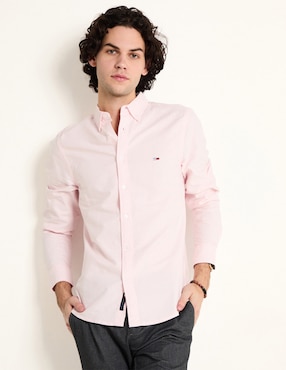 Camisa Casual Tommy Jeans De Algodón Manga Larga Para Hombre