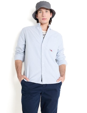 Camisa Casual Tommy Jeans De Algodón Manga Larga Para Hombre