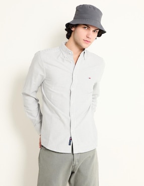 Camisa Casual Tommy Jeans De Algodón Manga Larga Para Hombre