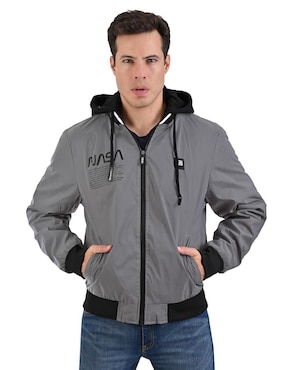 Chamarra Bomber Nasa Con Capucha Para Hombre