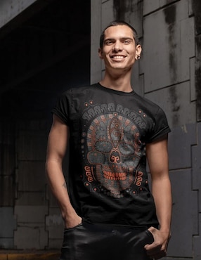 Playera Karani-Art mictlanlavera cuello redondo para hombre