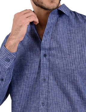 Camisa casual Supply de poliéster y algodón manga larga para hombre
