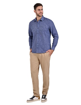 Camisa casual Supply de poliéster y algodón manga larga para hombre