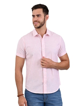 Camisa Casual Supply De Poliéster Y Algodón Manga Corta Para Hombre