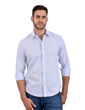 Camisa Casual Supply De Poliéster Y Algodón Manga Larga Para Hombre