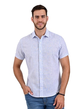 Camisa Casual Supply De Poliéster Y Algodón Manga Corta Para Hombre