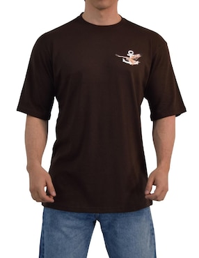 Playera John Leopard oversized birds cuello redondo para hombre