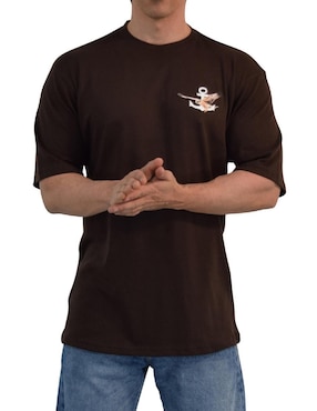 Playera John Leopard oversized birds cuello redondo para hombre