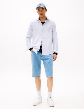 Camisa casual Tommy Jeans de algodón manga larga para hombre