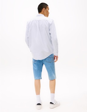Camisa casual Tommy Jeans de algodón manga larga para hombre