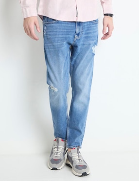 Jeans Slim Tommy Jeans Deslavado Para Hombre