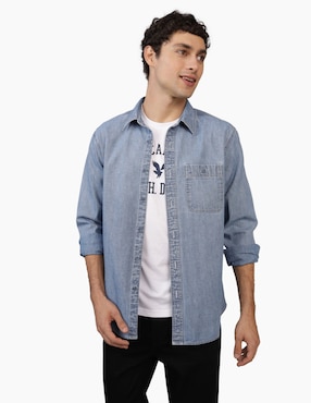 Camisa casual American Eagle de algodón manga larga para hombre