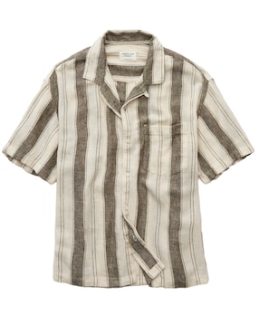 Camisa casual American Eagle de lino manga corta para hombre