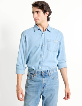 Camisa casual Calvin Klein de algodón manga larga para hombre