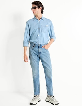 Camisa casual Calvin Klein de algodón manga larga para hombre