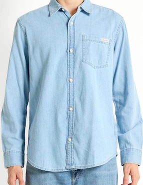 Camisa casual Calvin Klein de algodón manga larga para hombre