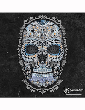 Playera Karani-Art calavera talavera estilo mexicano cuello redondo para hombre