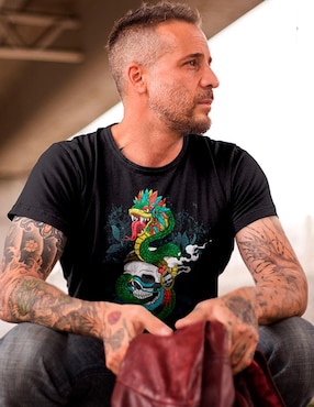 Playera Karani-Art yoatzin estilo mexicano cuello redondo para hombre