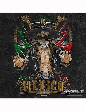 Playera Karani-Art charro vengador estilo mexicano cuello redondo para hombre