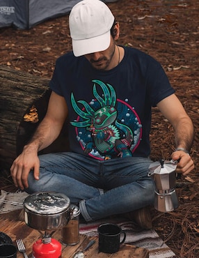 Playera Karani-Art axolotl cuello redondo para hombre